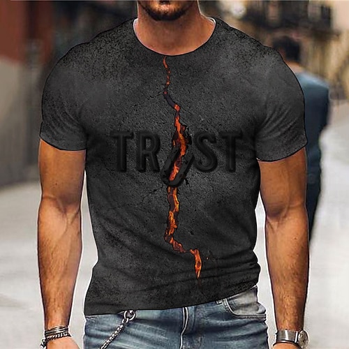 

Men's Unisex T shirt Tee 3D Print Graphic Prints Letter Crew Neck Street Daily Print Short Sleeve Tops Casual Designer Big and Tall Sports Dark Gray / Summer