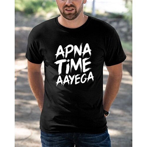 

Men's T shirt Hot Stamping Letter Round Neck Casual Daily Print Short Sleeve Tops Simple Basic Blue Black Gray