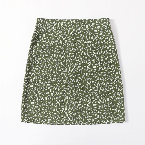 

Women's Mini Skirts Weekend Floral / Botanical Print Green Blue Brown XS S M