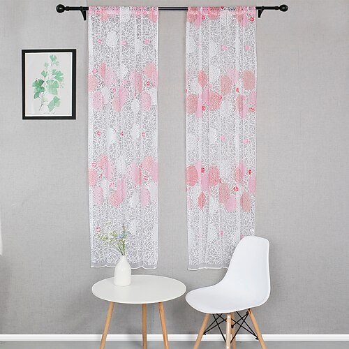 

1 Panel Floral Sheer Curtain for Bedroom/Living Room Semi Transparent Farmhouse Window Net Panels with Rod Pocket