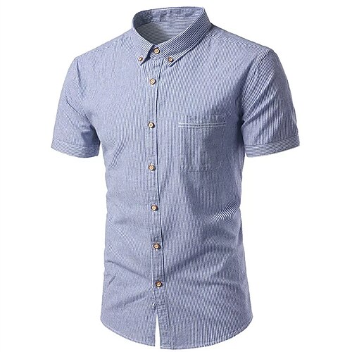 

Men's Shirt Solid Color Turndown Street Casual Button-Down Short Sleeve Tops Casual Fashion Breathable Comfortable Blue Gray Red