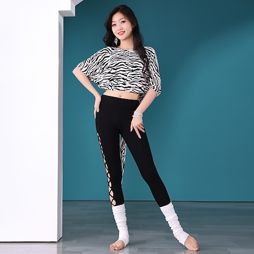 

Belly Dance Coat Leopard Print Printing Women's Training Performance Half Sleeve High Polyester