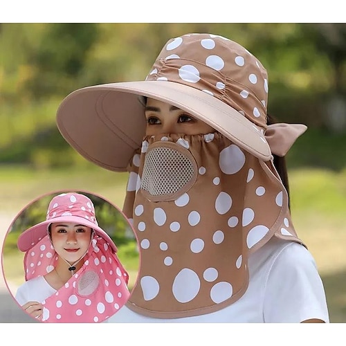 Fishing Hat for Men & Women, Outdoor UV Sun Protection Wide Brim Hat with  Face Cover & Neck Flap - Pink