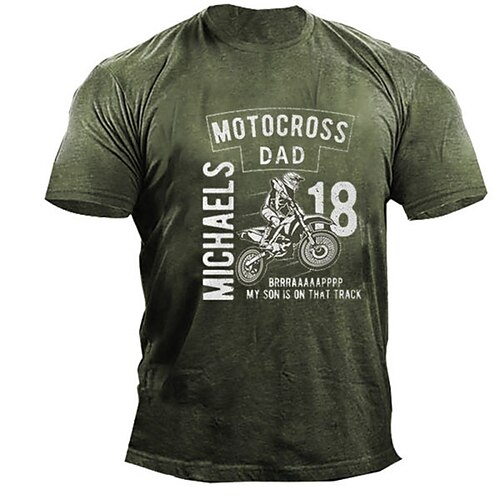 

Men's Unisex T shirt 3D Print Graphic Prints Motorcycle Crew Neck Street Daily Print Short Sleeve Tops Casual Designer Big and Tall Papa T Shirts Army Green