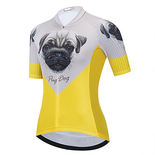 

21Grams Women's Short Sleeve Cycling Jersey Summer Spandex Yellow Dog Bike Top Mountain Bike MTB Road Bike Cycling Quick Dry Moisture Wicking Sports Clothing Apparel / Athleisure