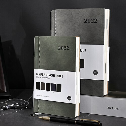 

2022 Daily Weekly Monthly A5 5.8×8.3 Inch A6 4.1×5.8 Inch Classic PU Hardcover Agenda Memory Ribbon Bookmark Planner 352 Pages for School Office Business