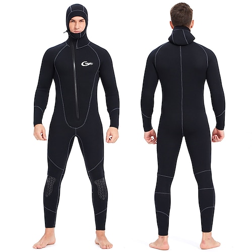 

YON SUB Men's Full Wetsuit 5mm SCR Neoprene Diving Suit Thermal Warm UPF50 Quick Dry High Elasticity Long Sleeve Full Body Front Zip Hooded - Swimming Diving Surfing Scuba Solid Color Spring Summer
