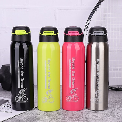 

CoolChange Bike Sports Water Bottle BPA Free Portable Heat Insulated Non Toxic Durable For Cycling Bicycle Road Bike Fitness Mountain Bike MTB Casual Outdoor Steel Stainless SilverGray Red Black