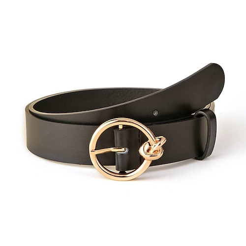 

Women's PU Buckle Belt PU Leather Metal Bucke Geometric O-ring Classic Cowboy Wedding Holiday Black