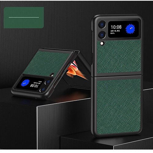 

Phone Case For Samsung Galaxy Flip Z Flip 3 Flip Shockproof Tile Lines / Waves PU Leather