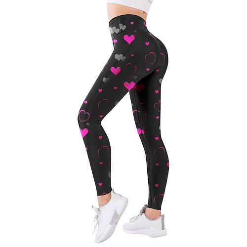 

Women's Tights Rainbow Mid Waist Sports Trousers Fitness Yoga Print Stretchy Full Length Outdoor Heart S M L XL XXL / Slim