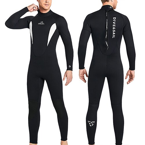 

Dive&Sail Men's Full Wetsuit 3mm SCR Neoprene Diving Suit Thermal Warm Windproof UPF50 High Elasticity Long Sleeve Full Body Back Zip - Swimming Diving Surfing Scuba Patchwork Spring Summer Winter