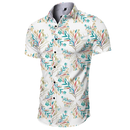 

Men's Shirt Color Block Coconut Tree Crack Turndown Party Casual Button-Down Half Sleeve Tops Casual Vintage Streetwear A B C