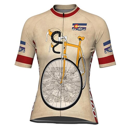 

21Grams Women's Short Sleeve Cycling Jersey Graphic Bike Top Mountain Bike MTB Road Bike Cycling Khaki Spandex Polyester Breathable Quick Dry Moisture Wicking Sports Clothing Apparel / Athleisure