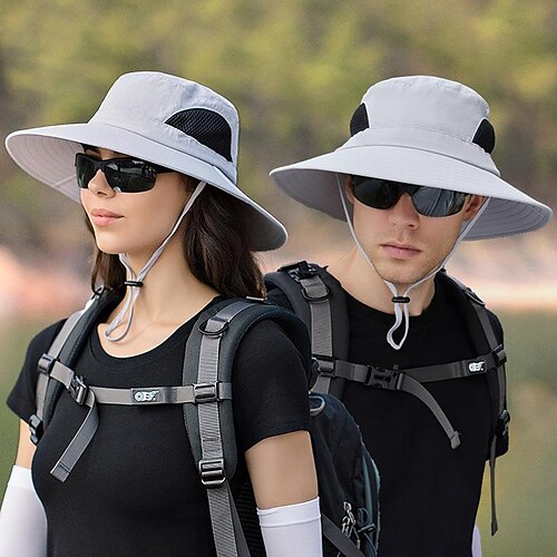 

Men's Women's Sun Hat Fishing Hat Hiking Hat Boonie hat Wide Brim Summer Outdoor Waterproof UV Sun Protection Sunscreen UV Protection Hat 9212 light gray 9212 dark grey 9212 purple for Fishing