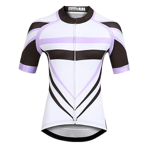 

21Grams Women's Short Sleeve Cycling Jersey Summer Spandex White Stripes Bike Top Mountain Bike MTB Road Bike Cycling Quick Dry Moisture Wicking Sports Clothing Apparel / Athleisure