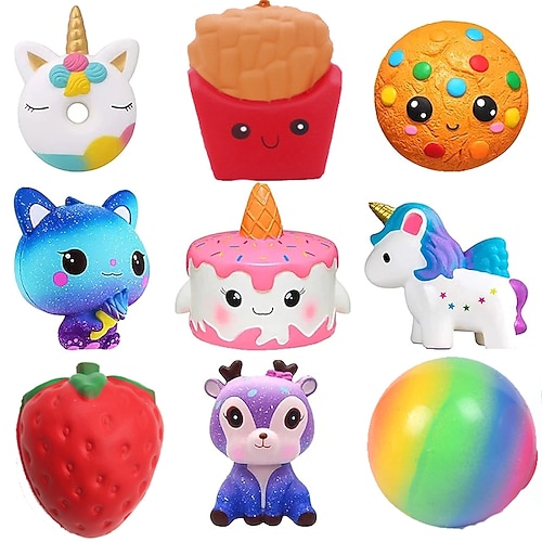 

Slow Rising Jumbo Squishies Toys Set - 4Pack Soft Kawaii Squishy Hamburger Popcorn Cake Ice Cream Donut Stress Relief Squeeze Toy for Boys and Girls