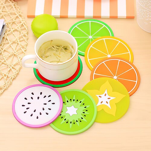 

PVC Fruit Coaster Heat Insulation Pad Multiple Random Distribution 1pc