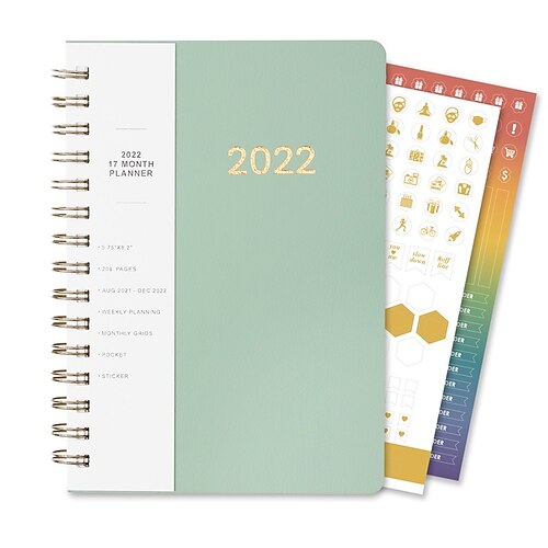 

2023 Spiral Twin-Wire Binding Daily Weekly Monthly Planner A5 5.8×8.3 Inch Classic Paper Hardcover Agenda Double Coil Design Planner 80 Pages for School Office Student