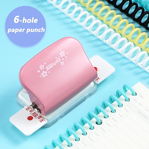 

KW-trio 6-Hole Paper Punch Handheld Metal Hole Puncher Capacity 6mm for A4 A5 B5 for Notebook Scrapbook Diary Binding 99H9