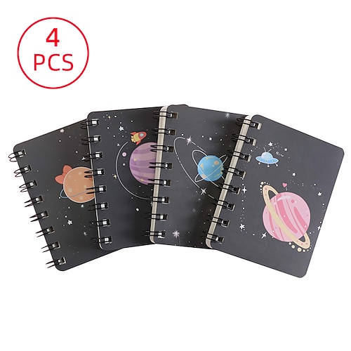 

10 pcs Spiral Plain A7 2.9×4.1 Inch Retro Kawaii Cartoon Paper SoftCover Mini 80 Pages Notebook for School Office Traveler