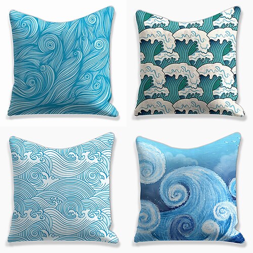 

Seawave Double Side Cushion Cover 4PC Soft Decorative Square Throw Pillow Cover Cushion Case Pillowcase for Sofa Bedroom Superior Quality Mashine Washable