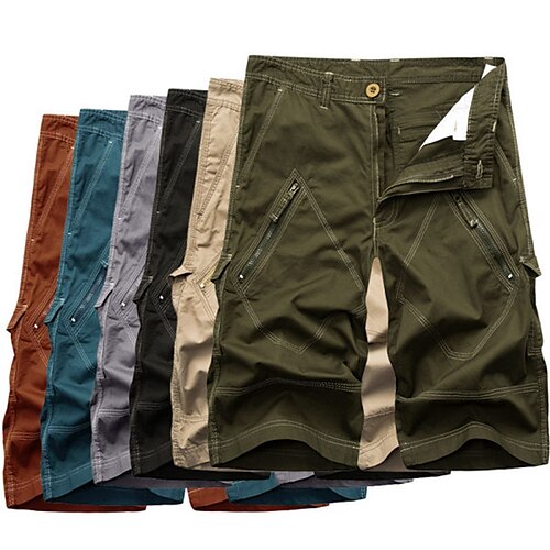 

Men's Classic Style Chic Modern Tactical Cargo Work Shorts Multiple Pockets Short Pants Sports Outdoor Casual Solid Color Cotton Blend Breathable Soft Mid Waist Blue Black Gray Army Green Khaki S M