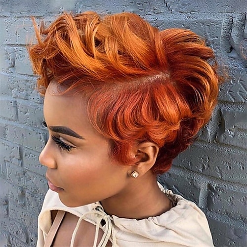 

Pixie Cut Wigs European And American Fashion Wigs Black Short Hair Mixed Color Short Curly Hair Chemical Fiber Headgear Women