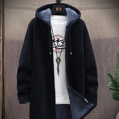 

mens fleece pelsforet hette hettegenser vinter varm parka frakk jakke