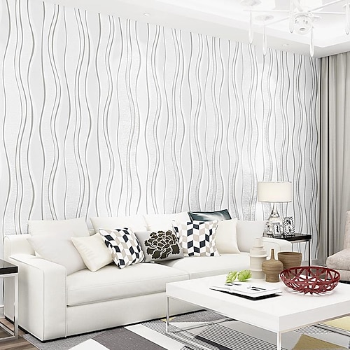 

Modern Non-Woven Wallpaper Vertical Stripes 3D Three-Dimensional Wallpaper Wall Covering Sticker Film HomeDeco 531000CM