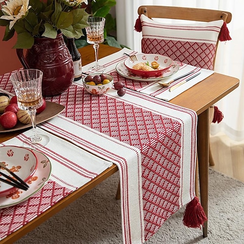 

Table Runner Farmhouse Table Flag Decor Cover Cotton and Linen for Wedding Party Tea Party Festival