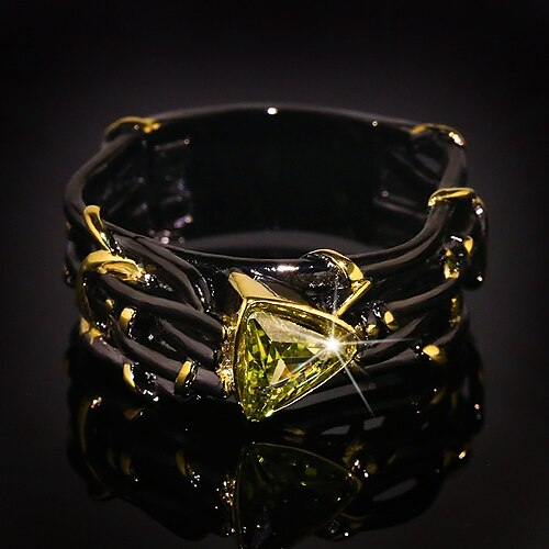 

1pc Ring For Women's AAA Cubic Zirconia Yellow Christmas Halloween Party Evening 18K Gold Geometrical Flower