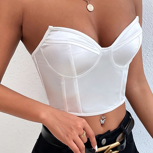 

Corset Women's Corset Tops Wedding Party Party & Evening Club White Sexy Breathable Comfortable Backless Tummy Control Push Up Pure Color Spring Summer