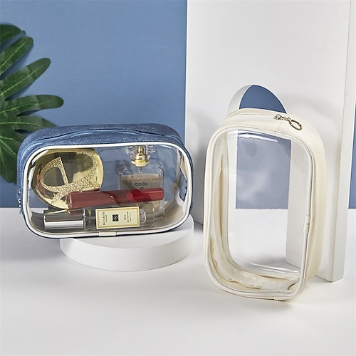 

Simple ravel Organizer Bag Toiletry Storage Bag Portable Pvc Transparent Stitching Waterproof Large Cosmetic Bag