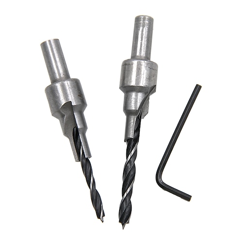 

2Pcs/Set Drill Bit Set Countersink 2 Flute 3Steps 4mm/6mm 5mm/7mm Power Tools For Wood Reamer Woodworking Chamfer Kits