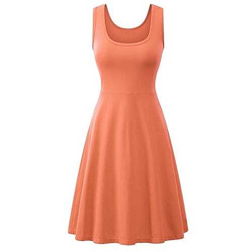 

Women's Plus Size Holiday Dress Solid Color Crew Neck Sleeveless Spring Summer Work Casual Short Mini Dress Daily Back to School Dress / Cotton