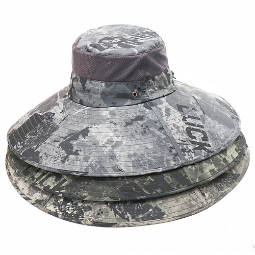 

Men's Women's Sun Hat Fishing Hat Hiking Hat Boonie hat Wide Brim Summer Outdoor UV Sun Protection Sunscreen UV Protection Breathable Hat Camouflage Green camouflage Grey camouflage Khaki camouflage