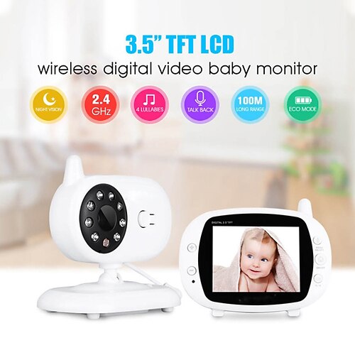 

1080P 3.5 Inch Color Video Baby Monitor Battery Wireless Security Nanny Wifi Camera Talk Back Night Vision Temperature Detection