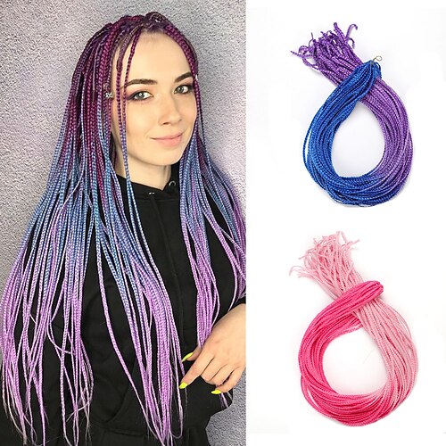 

Zizi Braids Crochet Box Braids Crochet Hair Bundles Synthetic Hair Extensions Purple Balck Red Pink Red Zizi Braid Hair