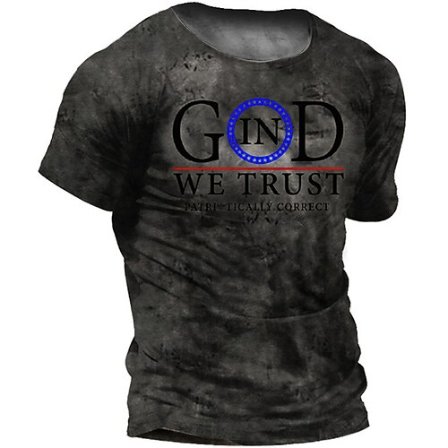 

Men's T shirt 3D Print Graphic Letter Crew Neck Casual Daily Print Short Sleeve Tops Fashion Vintage Designer Big and Tall Dark Gray