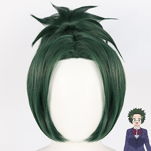 

Komi Can't Communicate Cosplay Cosplay Wigs Women's With Ponytail 35 inch Heat Resistant Fiber kinky Straight Green Teen Adults' Anime Wig
