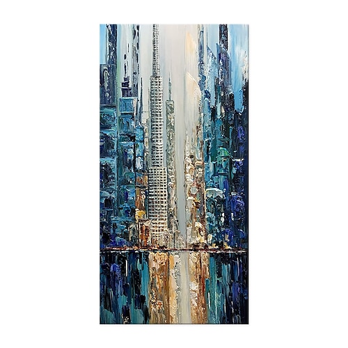 

Oil Painting Hand Painted Vertical Abstract Architecture Modern Rolled Canvas (No Frame)