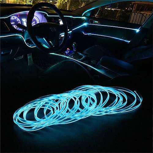 

2pcs Automobile Atmosphere Car Lights Lamp Car Interior Lighting LED Strip Decoration Garland Wire Rope Tube Line Flexible Neon Light cigarette lighter powered