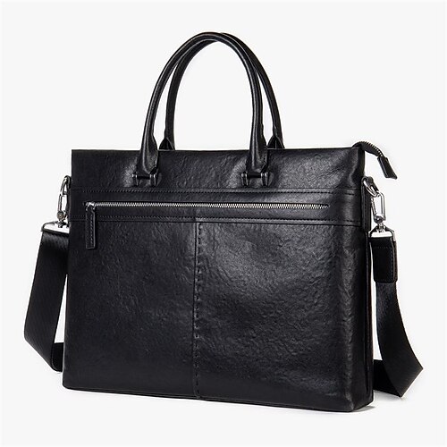 

Men's Handbags Laptop Bag Briefcase Top Handle Bag Nappa Leather Cowhide Zipper Daily Black