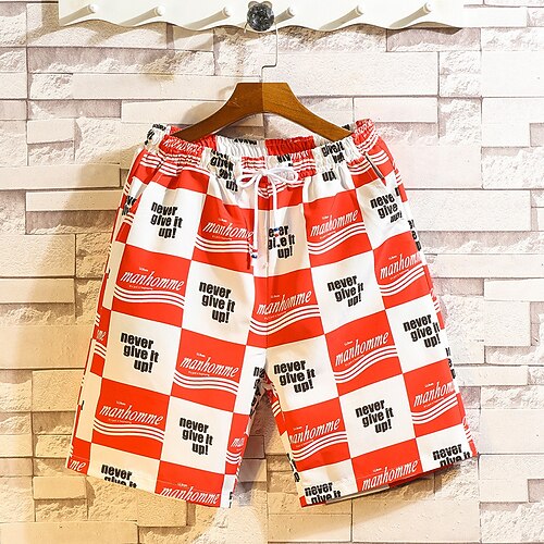 

Men's Classic Style Fashion Shorts Beach Shorts 3D Print Elastic Drawstring Design Short Pants Sports Outdoor Casual Plants Graphic Prints Comfort Breathable Mid Waist White / Black White Black Red M