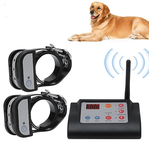 

2 In 1 Wireless Electric Pet Dog Fence & Training Collar Dog Training Collars Waterproof Rechargeable Pet Containment System For Two Dogs