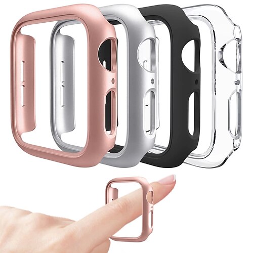 

Smart watch Case 4 pack compatible for apple watch case 40mm series 6 5 4 se, hard pc bumper case protective cover frame compatible for iwatch 40mm, black/rose gold/silver/clear