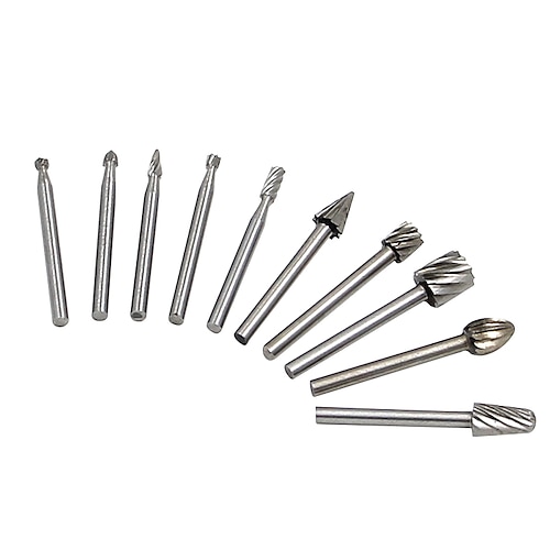 

10pcs 1/8'' Shank HSS Steel Rotary Burrs Cutter Engraving Grinding Bit For Rotary File Cutter Tools Woodworking DIY