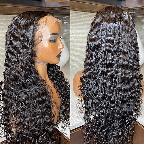 

134/44 parrucca anteriore del merletto ricci parrucche dei capelli umani per le donne 150%/180% di densità bagnato e ondulato onda di acqua parrucca anteriore del merletto hd onda di acqua parrucca