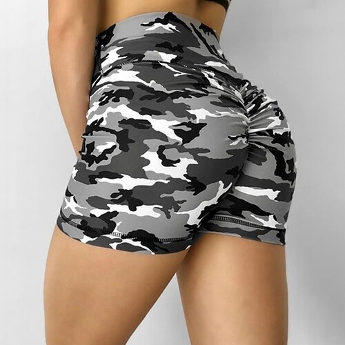 

Women's Shorts Green Purple Pink Mid Waist Casual / Sporty Athleisure Weekend Yoga Print Stretchy Short Tummy Control Camouflage S M L XL / Slim